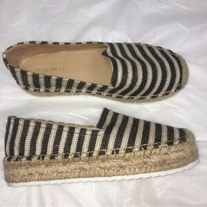 NEW Nine West Black Cream Espadrille Platform Sandals Size 6.5 NWOT